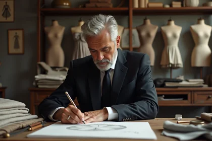 Créateur de mode en studio en train de dessiner