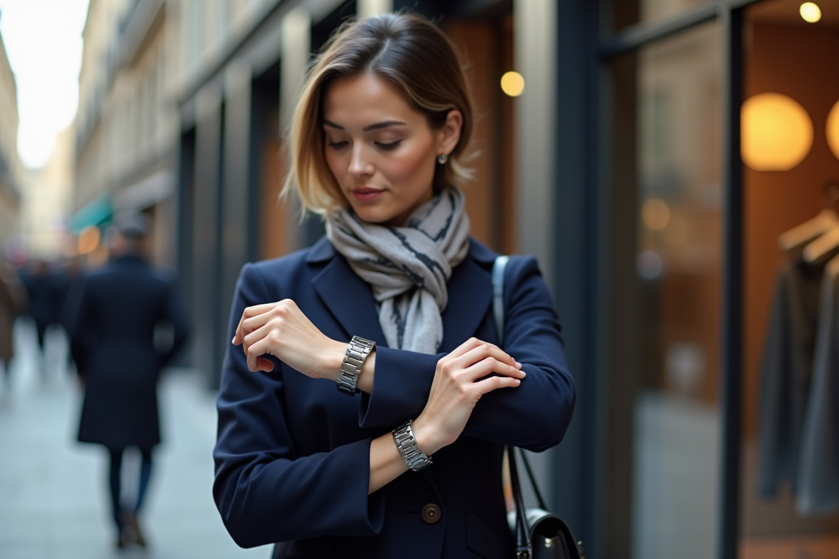 Femme urbaine vérifiant l