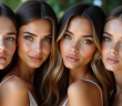 Groupe de femmes avec différents visages en maquillage naturel