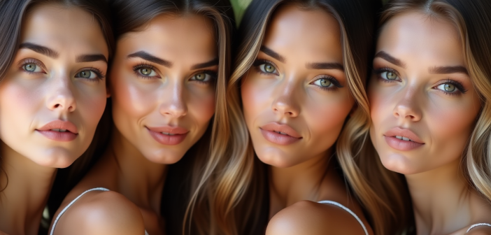 Groupe de femmes avec différents visages en maquillage naturel