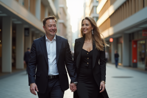 Elon Musk en 2025 avec sa nouvelle compagne lors d'un événement public