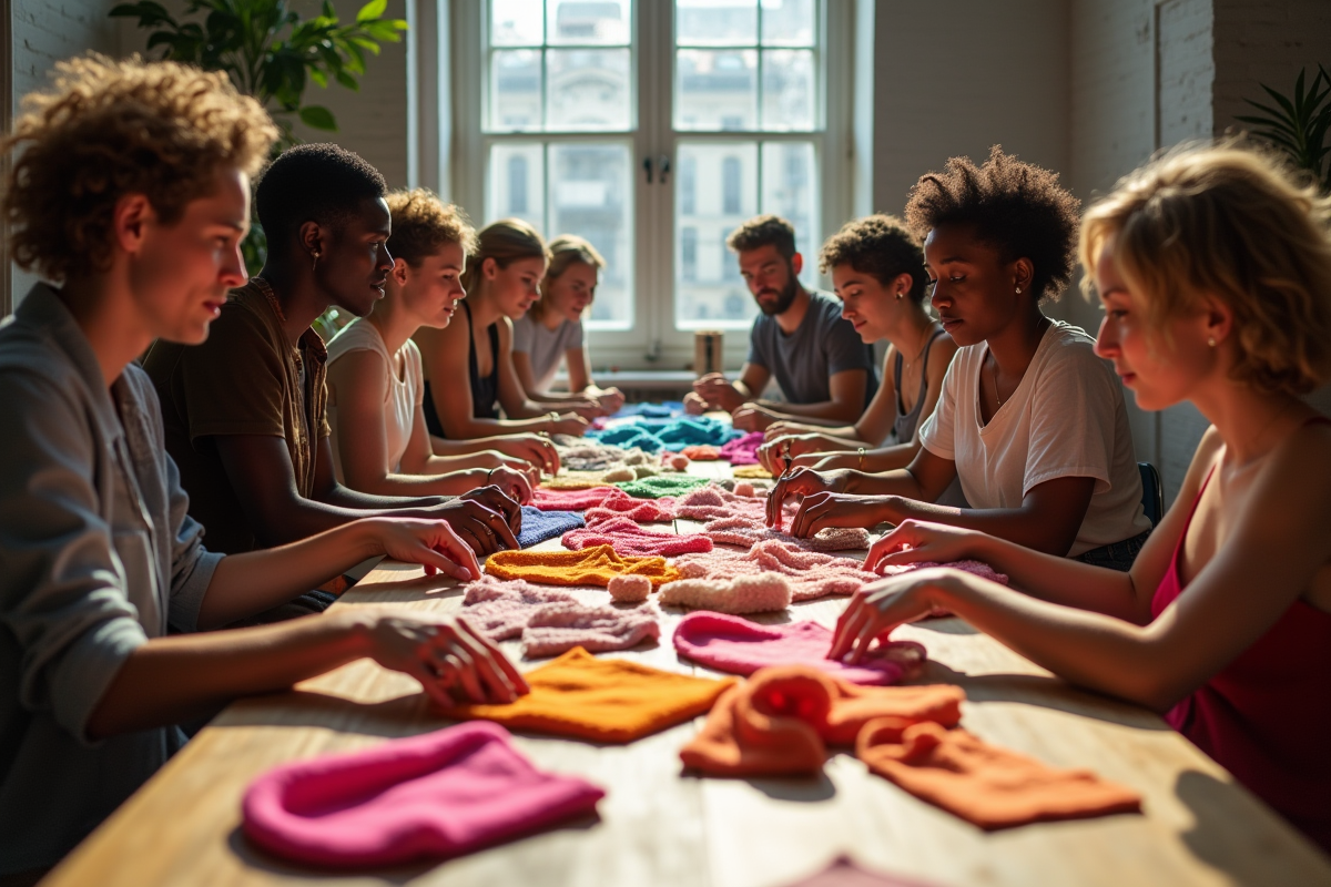 Groupe de créateurs de mode autour d