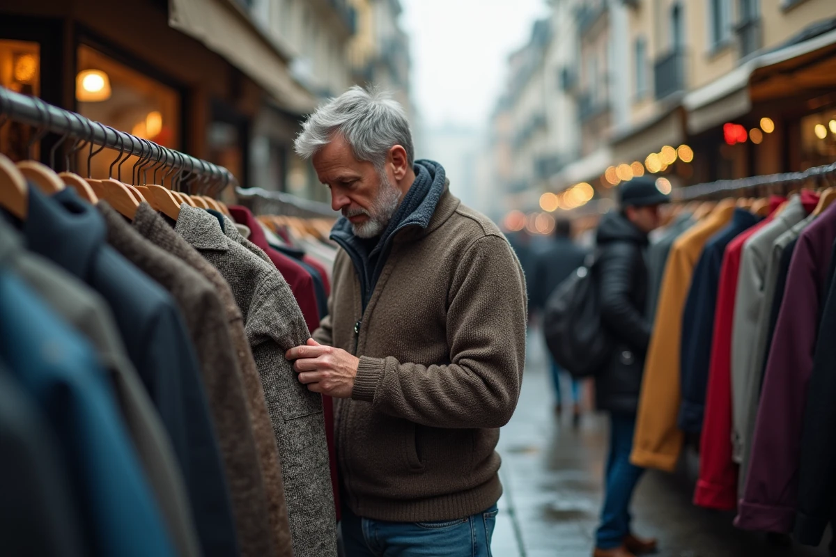 Homme regarde vetements d